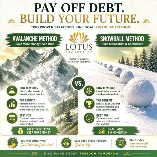 Debt Payoff - Avalanche vs. Snowball Method flyer